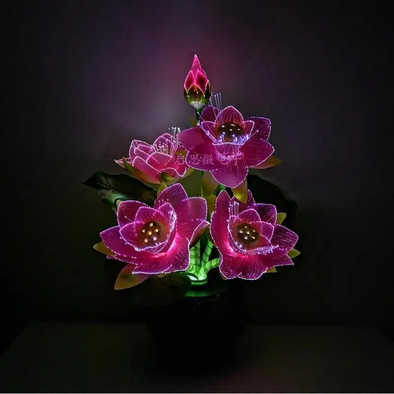 Lotus Flower Lamp LED Fiber Optic Color Changing - Buddhist Zen Decor Light | Buddhive