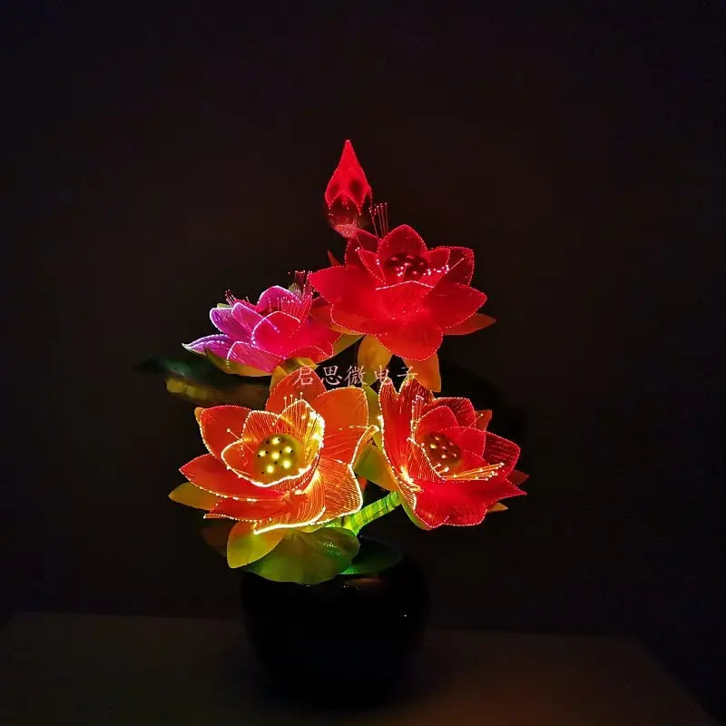 Lotus Flower Lamp LED Fiber Optic Color Changing - Buddhist Zen Decor Light | Buddhive