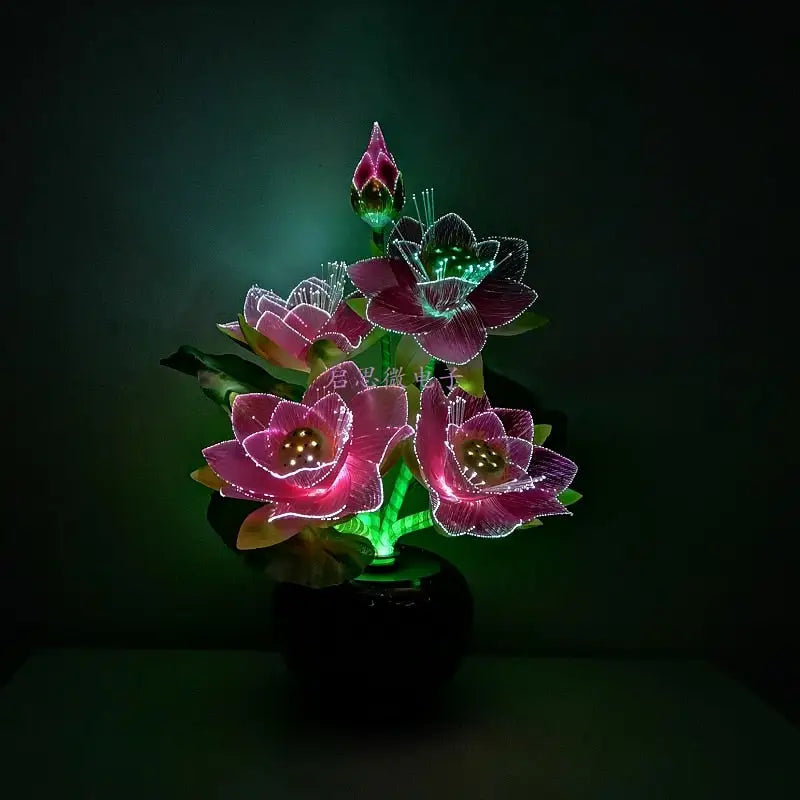 Lotus Flower Lamp LED Fiber Optic Color Changing - Buddhist Zen Decor Light | Buddhive