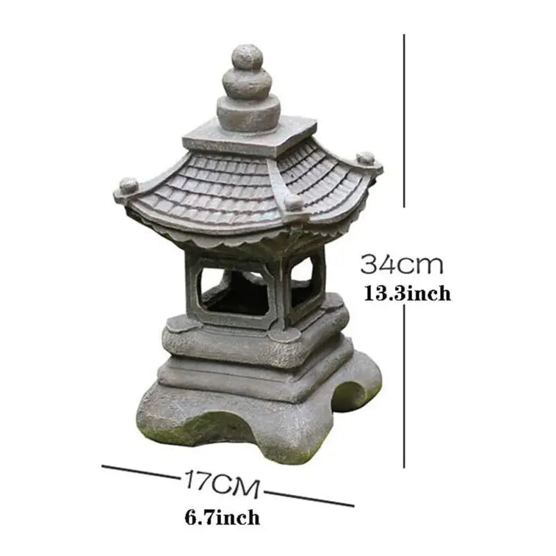 Solar Pagoda Lantern - Asian Garden Decor Resin 13.4" - Outdoor Zen Meditation Light | Buddhive
