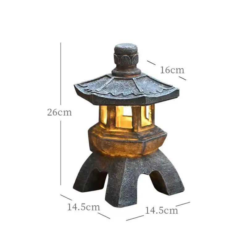 Solar Pagoda Lantern - Asian Garden Decor Resin 13.4" - Outdoor Zen Meditation Light | Buddhive