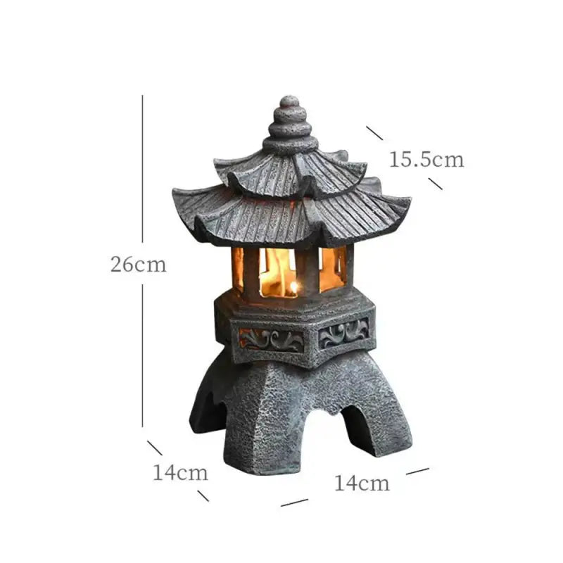 Solar Pagoda Lantern - Asian Garden Decor Resin 13.4" - Outdoor Zen Meditation Light | Buddhive