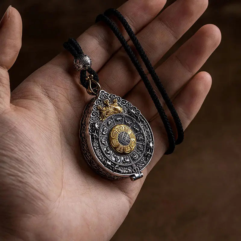 Buddhist Wisdom Medallion Necklace - Zinc Alloy Pendant - Spiritual Jewelry | Buddhive