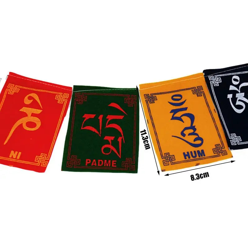 Tibetan Prayer Flags Mini Set - 10 Cotton Prayer Flags 4.4x3.3in - Buddhist Decor | Buddhive