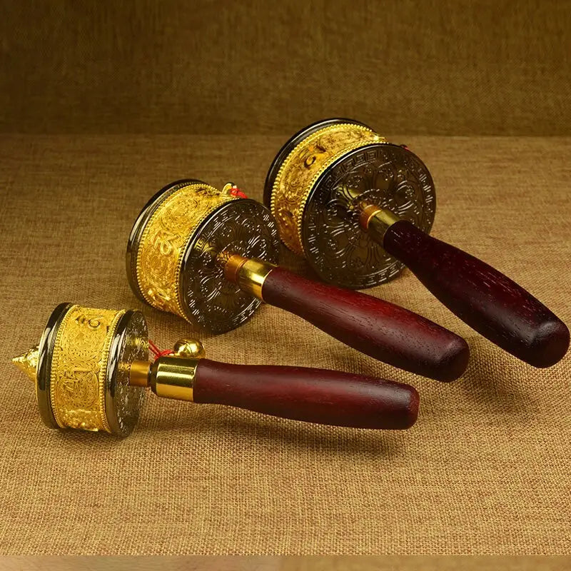 Prayer Wheel Wooden Tibetan Handheld - Authentic Buddhist Meditation Tool | Buddhive