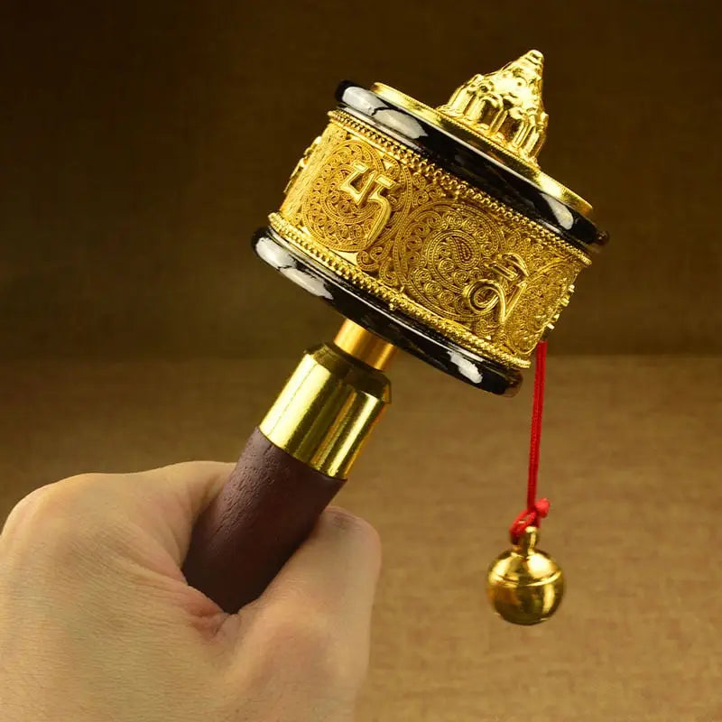 Prayer Wheel Wooden Tibetan Handheld - Authentic Buddhist Meditation Tool | Buddhive