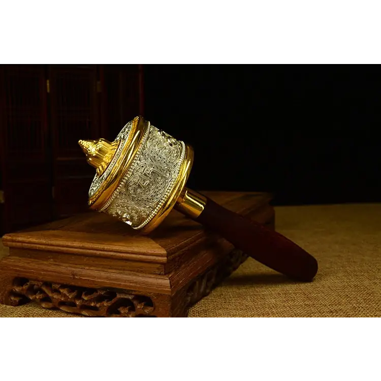 Prayer Wheel Wooden Tibetan Handheld - Authentic Buddhist Meditation Tool | Buddhive