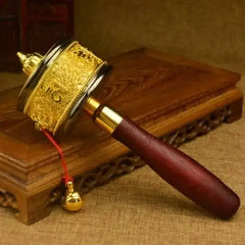 Prayer Wheel Wooden Tibetan Handheld - Authentic Buddhist Meditation Tool | Buddhive