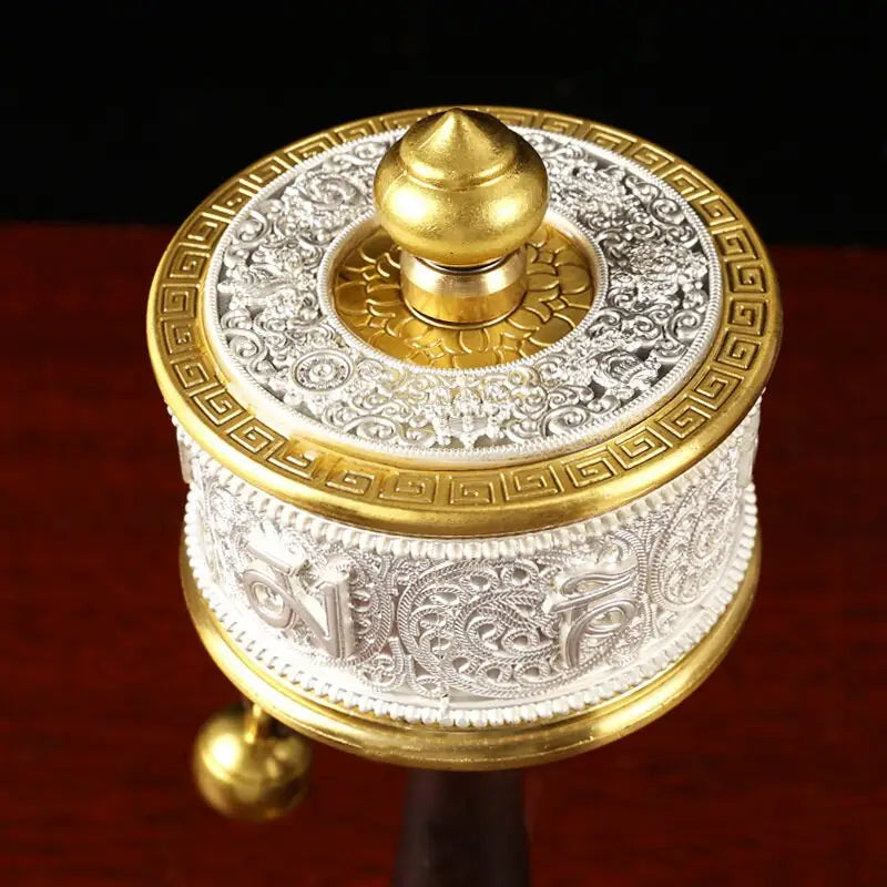 Prayer Wheel Tibetan Copper Mantra - Handheld 7.5" Buddhist Meditation Tool | Buddhive