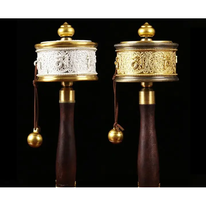 Prayer Wheel Tibetan Copper Mantra - Handheld 7.5" Buddhist Meditation Tool | Buddhive