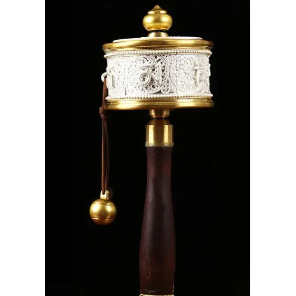 Prayer Wheel Tibetan Copper Mantra - Handheld 7.5" Buddhist Meditation Tool | Buddhive