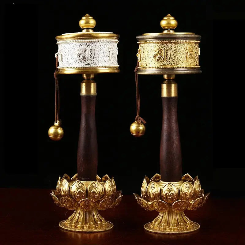 Prayer Wheel Tibetan Copper Mantra - Handheld 7.5" Buddhist Meditation Tool | Buddhive