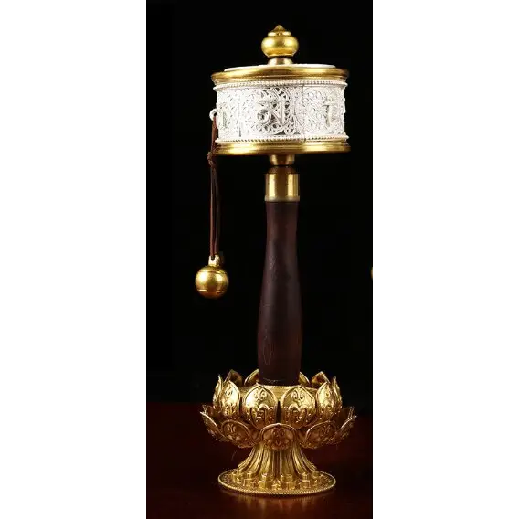 Prayer Wheel Tibetan Copper Mantra - Handheld 7.5" Buddhist Meditation Tool | Buddhive