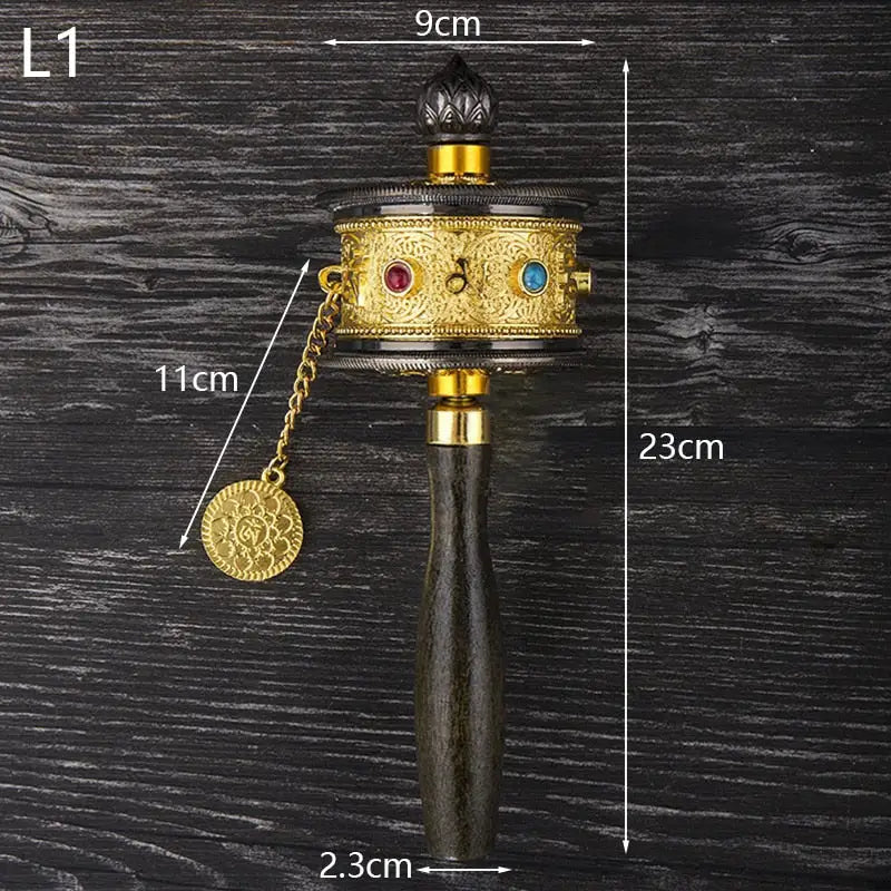 Tibetan Prayer Wheel with Crystals - Hand-Held Mantra Meditation Tool | Buddhive