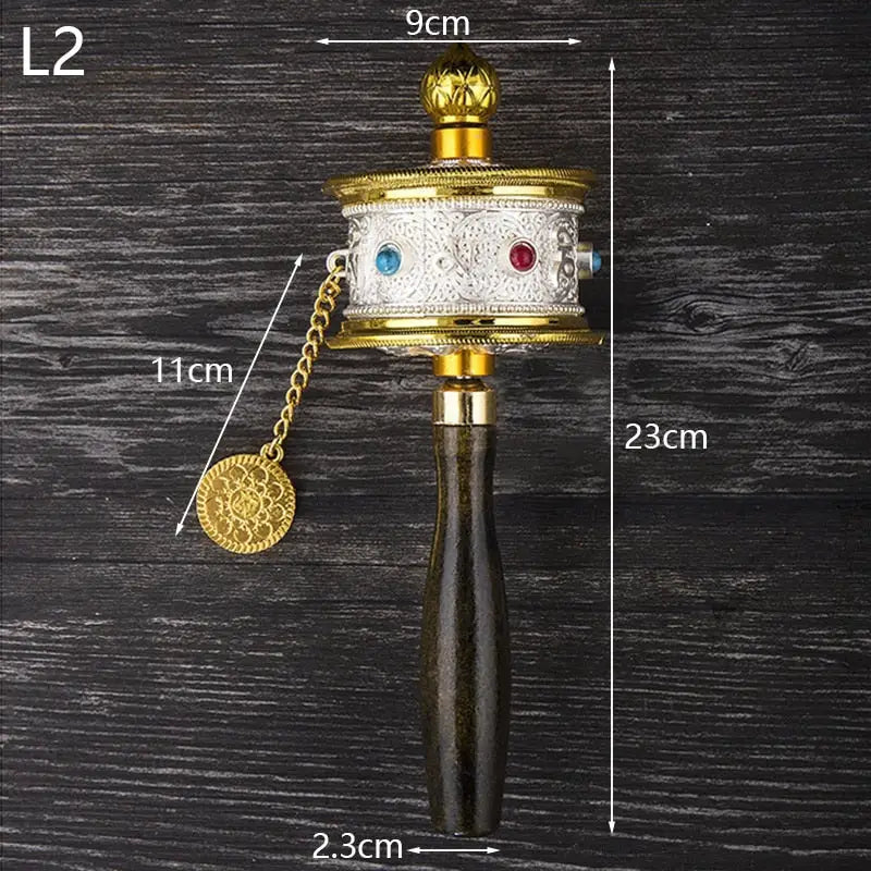 Tibetan Prayer Wheel with Crystals - Hand-Held Mantra Meditation Tool | Buddhive