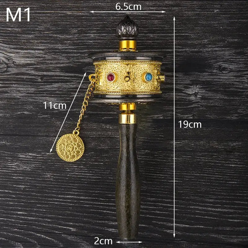 Tibetan Prayer Wheel with Crystals - Hand-Held Mantra Meditation Tool | Buddhive