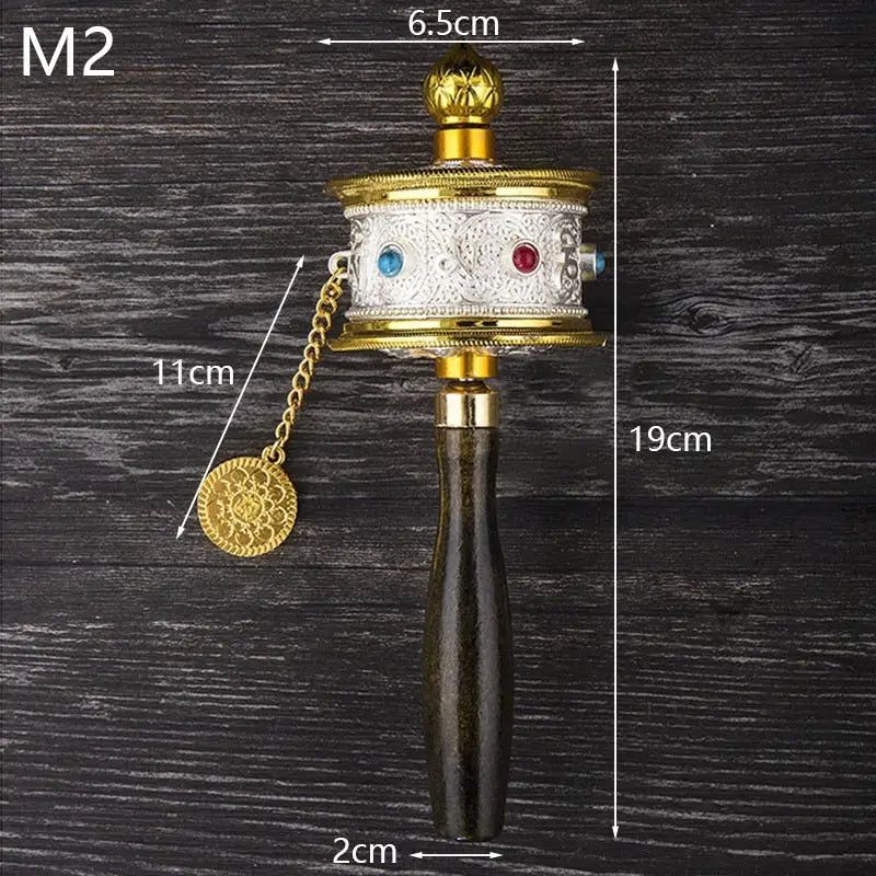 Tibetan Prayer Wheel with Crystals - Hand-Held Mantra Meditation Tool | Buddhive