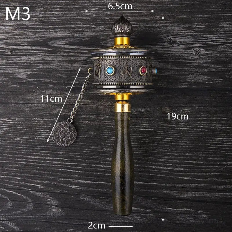 Tibetan Prayer Wheel with Crystals - Hand-Held Mantra Meditation Tool | Buddhive