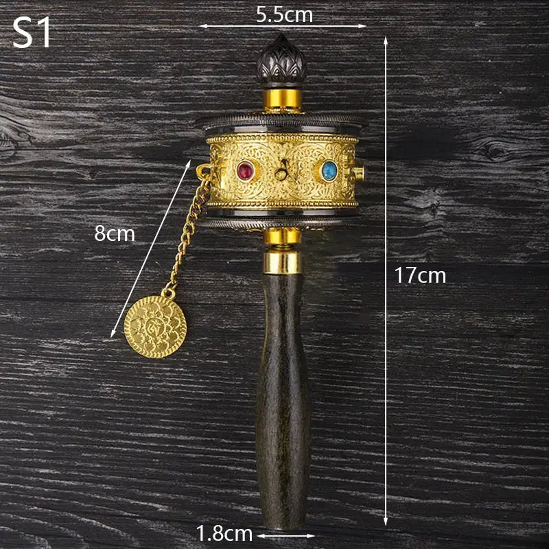 Tibetan Prayer Wheel with Crystals - Hand-Held Mantra Meditation Tool | Buddhive