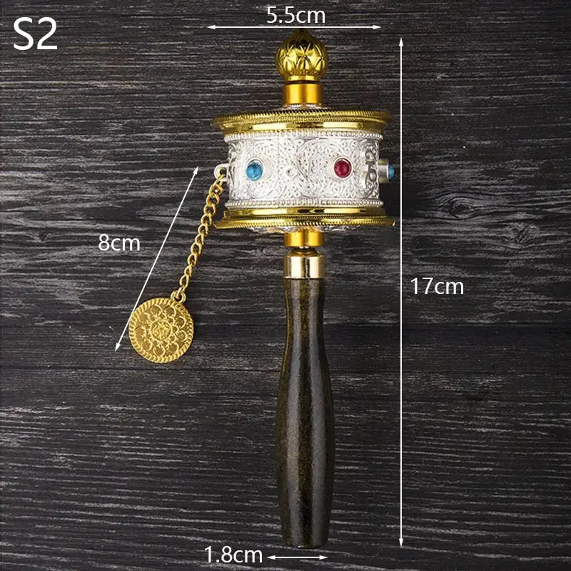 Tibetan Prayer Wheel with Crystals - Hand-Held Mantra Meditation Tool | Buddhive