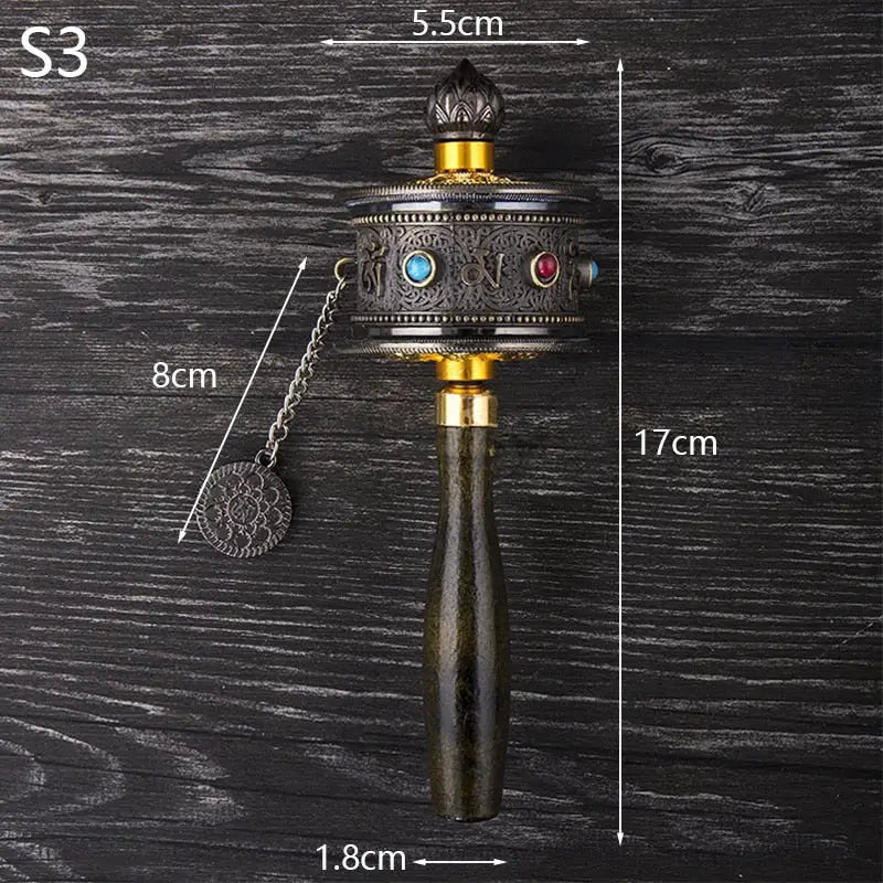 Tibetan Prayer Wheel with Crystals - Hand-Held Mantra Meditation Tool | Buddhive