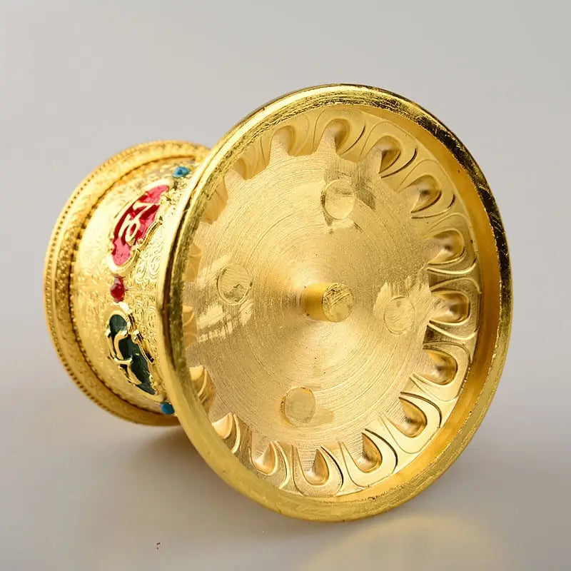 Tibetan Prayer Wheel Engraved Metal Hand-Held - Authentic Buddhist Meditation Tool | Buddhive