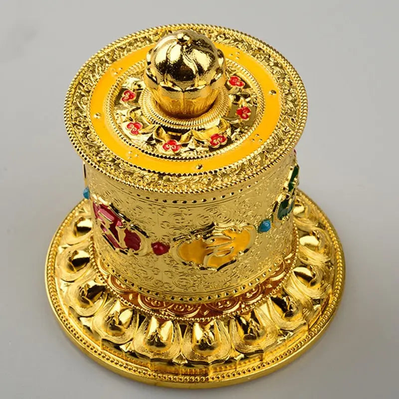 Tibetan Prayer Wheel Engraved Metal Hand-Held - Authentic Buddhist Meditation Tool | Buddhive