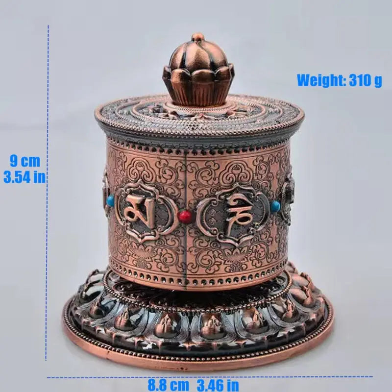 Tibetan Prayer Wheel Engraved Metal Hand-Held - Authentic Buddhist Meditation Tool | Buddhive