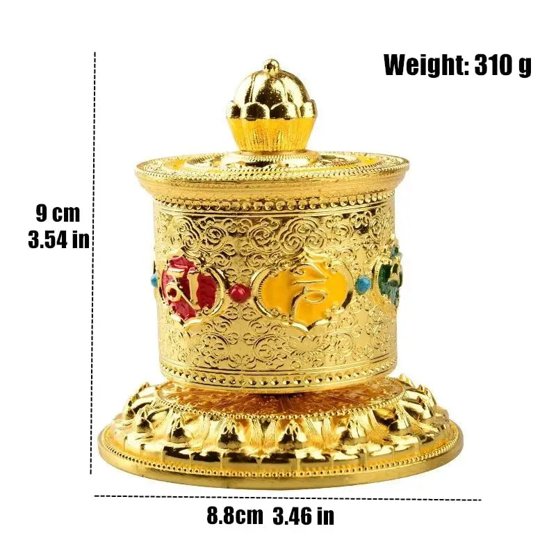 Tibetan Prayer Wheel Engraved Metal Hand-Held - Authentic Buddhist Meditation Tool | Buddhive