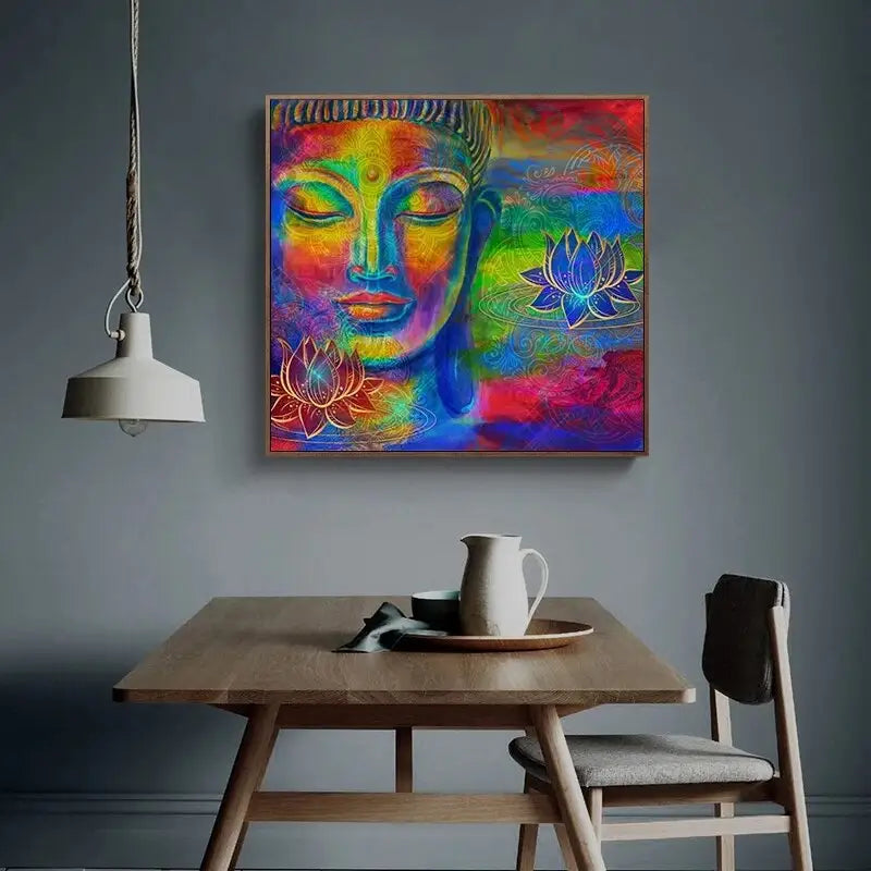 Multicolor Buddha Painting Canvas Wall Art - Spiritual Zen Decor - Waterproof Print | Buddhive