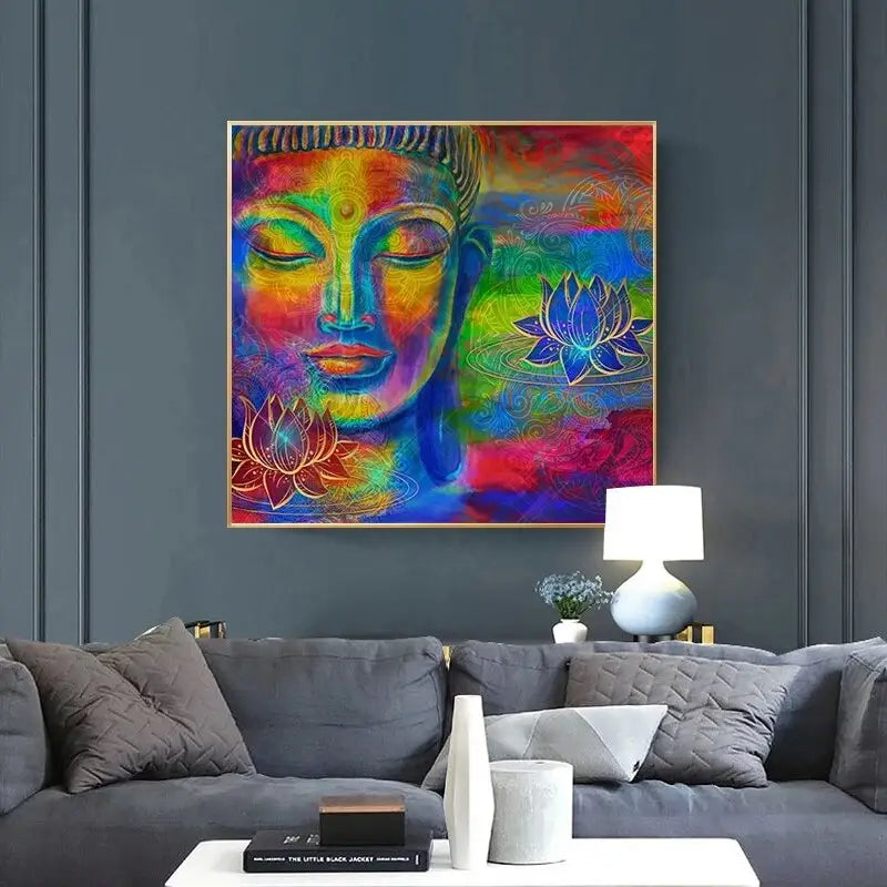 Multicolor Buddha Painting Canvas Wall Art - Spiritual Zen Decor - Waterproof Print | Buddhive