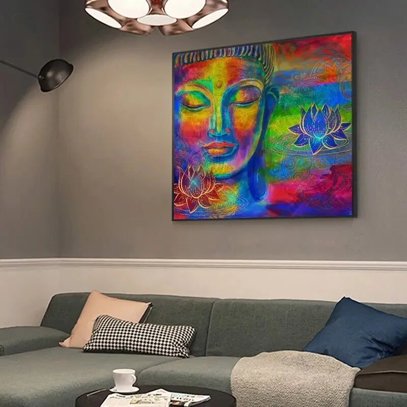 Multicolor Buddha Painting Canvas Wall Art - Spiritual Zen Decor - Waterproof Print | Buddhive
