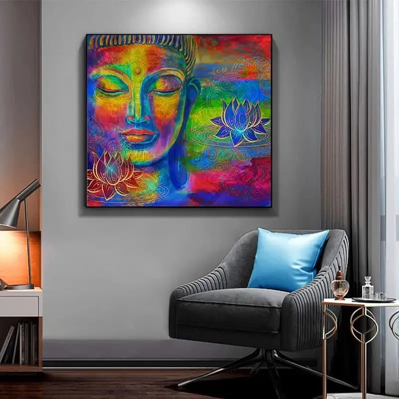 Multicolor Buddha Painting Canvas Wall Art - Spiritual Zen Decor - Waterproof Print | Buddhive
