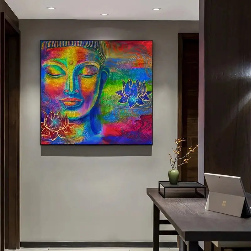 Multicolor Buddha Painting Canvas Wall Art - Spiritual Zen Decor - Waterproof Print | Buddhive