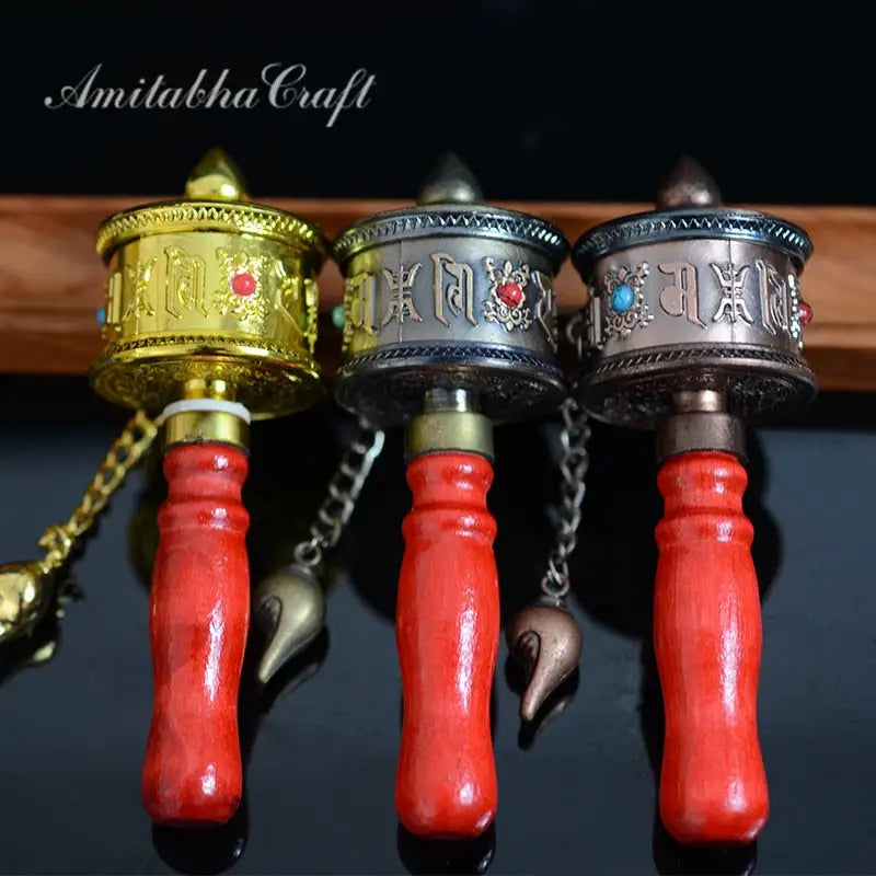 Tibetan Prayer Wheel Hand Held Copper Mini - Om Mani Padme Hum Mantra Spinning | Buddhive