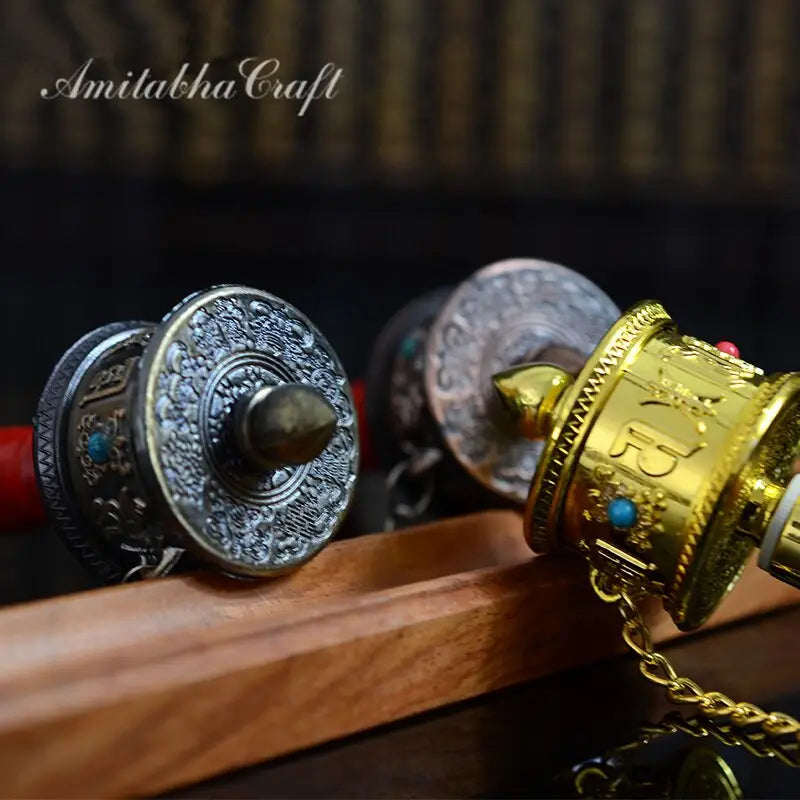 Tibetan Prayer Wheel Hand Held Copper Mini - Om Mani Padme Hum Mantra Spinning | Buddhive