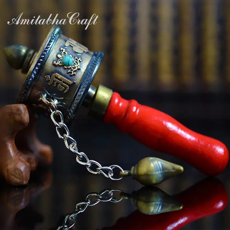 Tibetan Prayer Wheel Hand Held Copper Mini - Om Mani Padme Hum Mantra Spinning | Buddhive