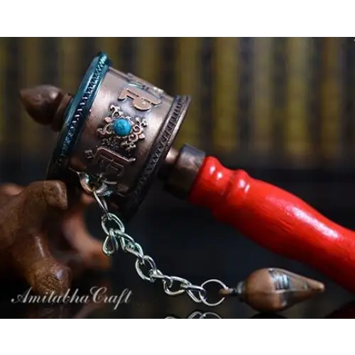 Tibetan Prayer Wheel Hand Held Copper Mini - Om Mani Padme Hum Mantra Spinning | Buddhive