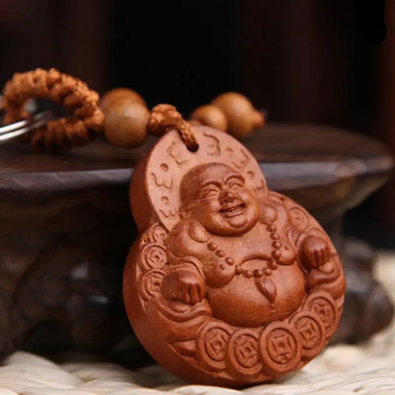 Laughing Buddha Keychain Brass Good Luck Charm - Feng Shui Accessory | Buddhive