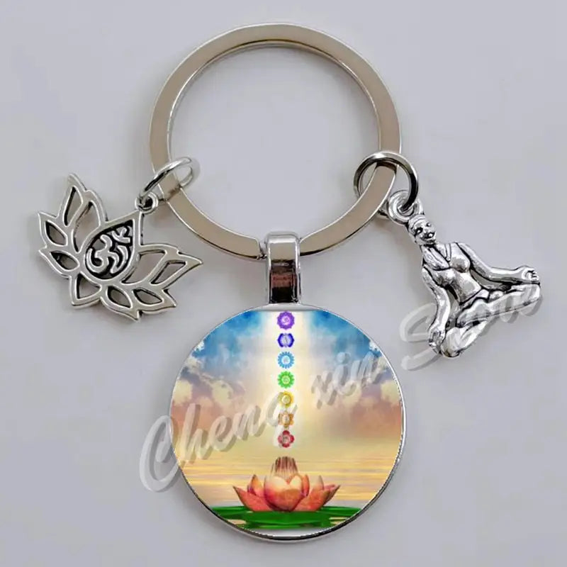 7 Chakra Keychain Natural Stone Healing Crystals Energy Balance Accessory | Buddhive