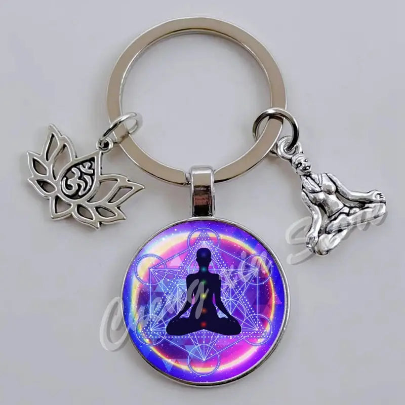 7 Chakra Keychain Natural Stone Healing Crystals Energy Balance Accessory | Buddhive