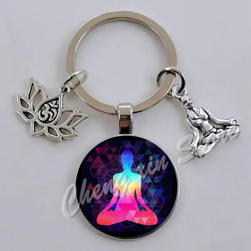 7 Chakra Keychain Natural Stone Healing Crystals Energy Balance Accessory | Buddhive