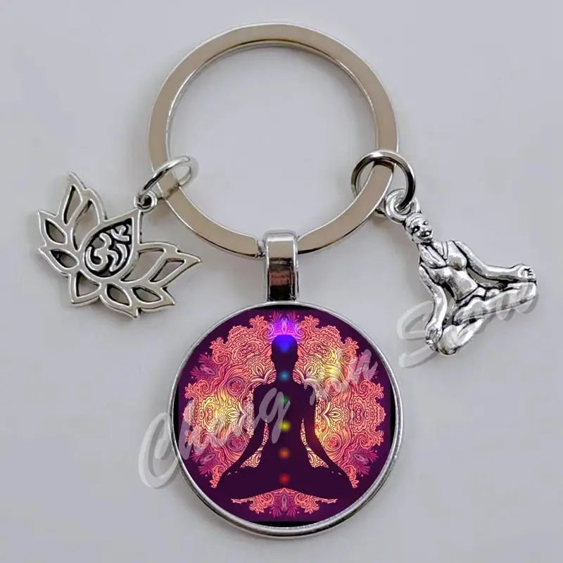 7 Chakra Keychain Natural Stone Healing Crystals Energy Balance Accessory | Buddhive