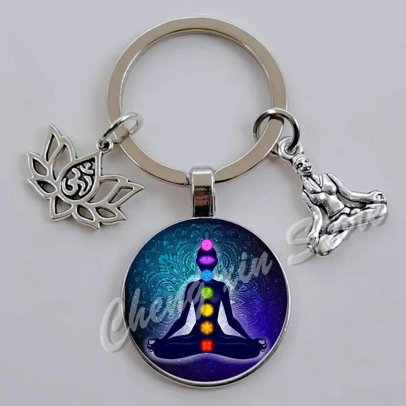 7 Chakra Keychain Natural Stone Healing Crystals Energy Balance Accessory | Buddhive