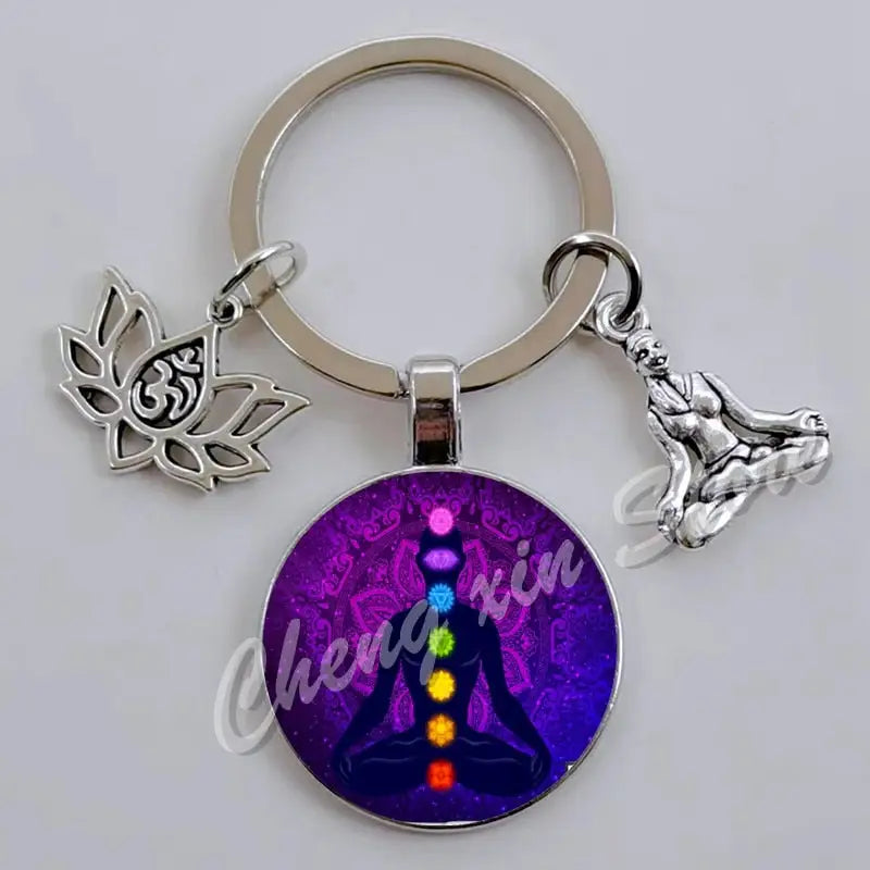 7 Chakra Keychain Natural Stone Healing Crystals Energy Balance Accessory | Buddhive