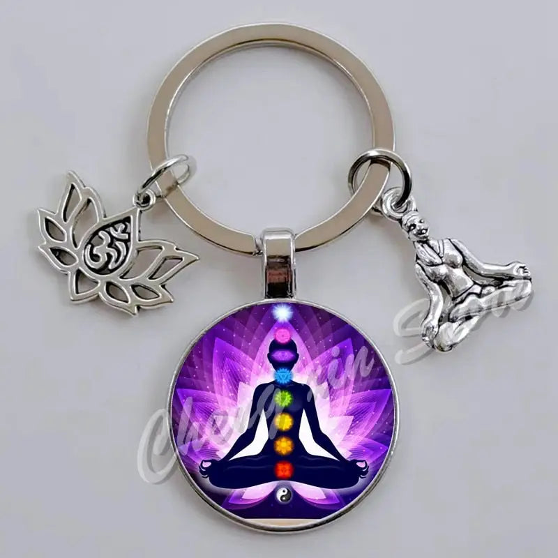 7 Chakra Keychain Natural Stone Healing Crystals Energy Balance Accessory | Buddhive