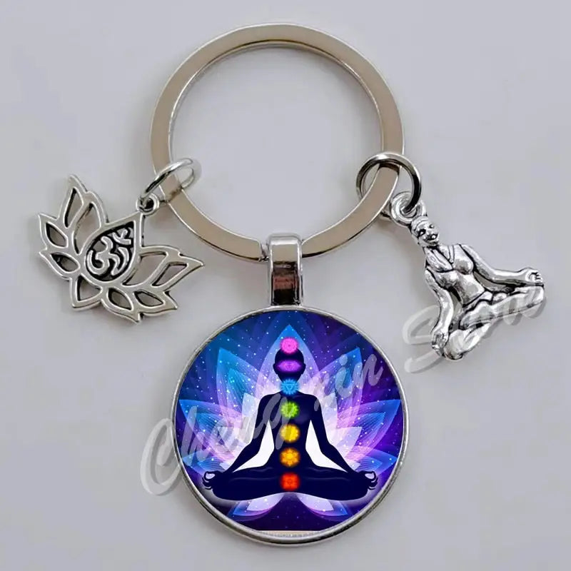 7 Chakra Keychain Natural Stone Healing Crystals Energy Balance Accessory | Buddhive