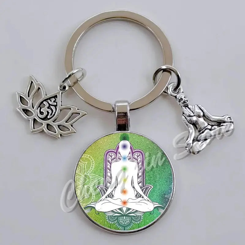 7 Chakra Keychain Natural Stone Healing Crystals Energy Balance Accessory | Buddhive