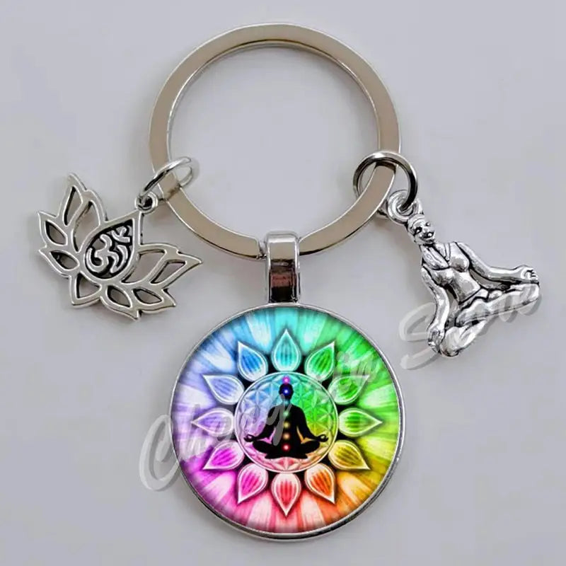 7 Chakra Keychain Natural Stone Healing Crystals Energy Balance Accessory | Buddhive