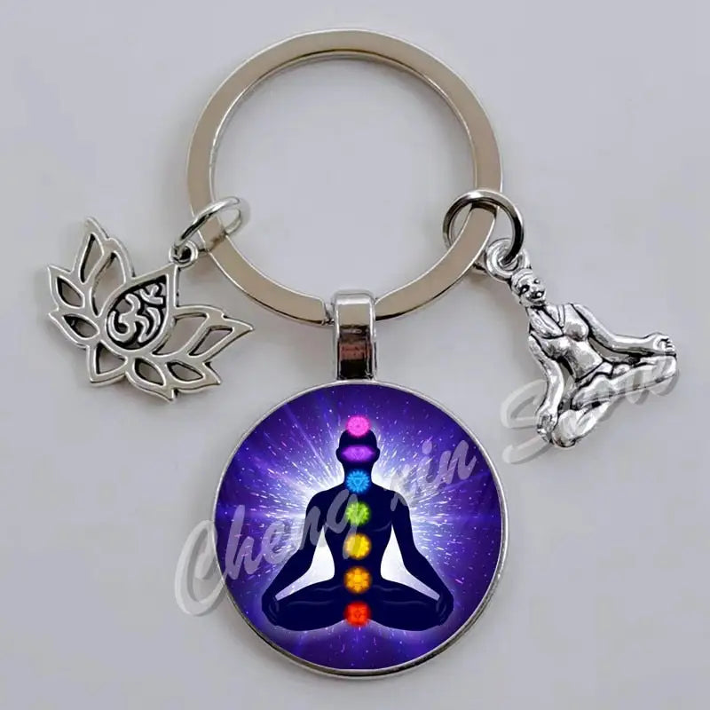 7 Chakra Keychain Natural Stone Healing Crystals Energy Balance Accessory | Buddhive